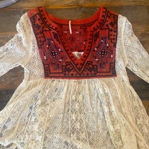 Free People Boho Embellished Top